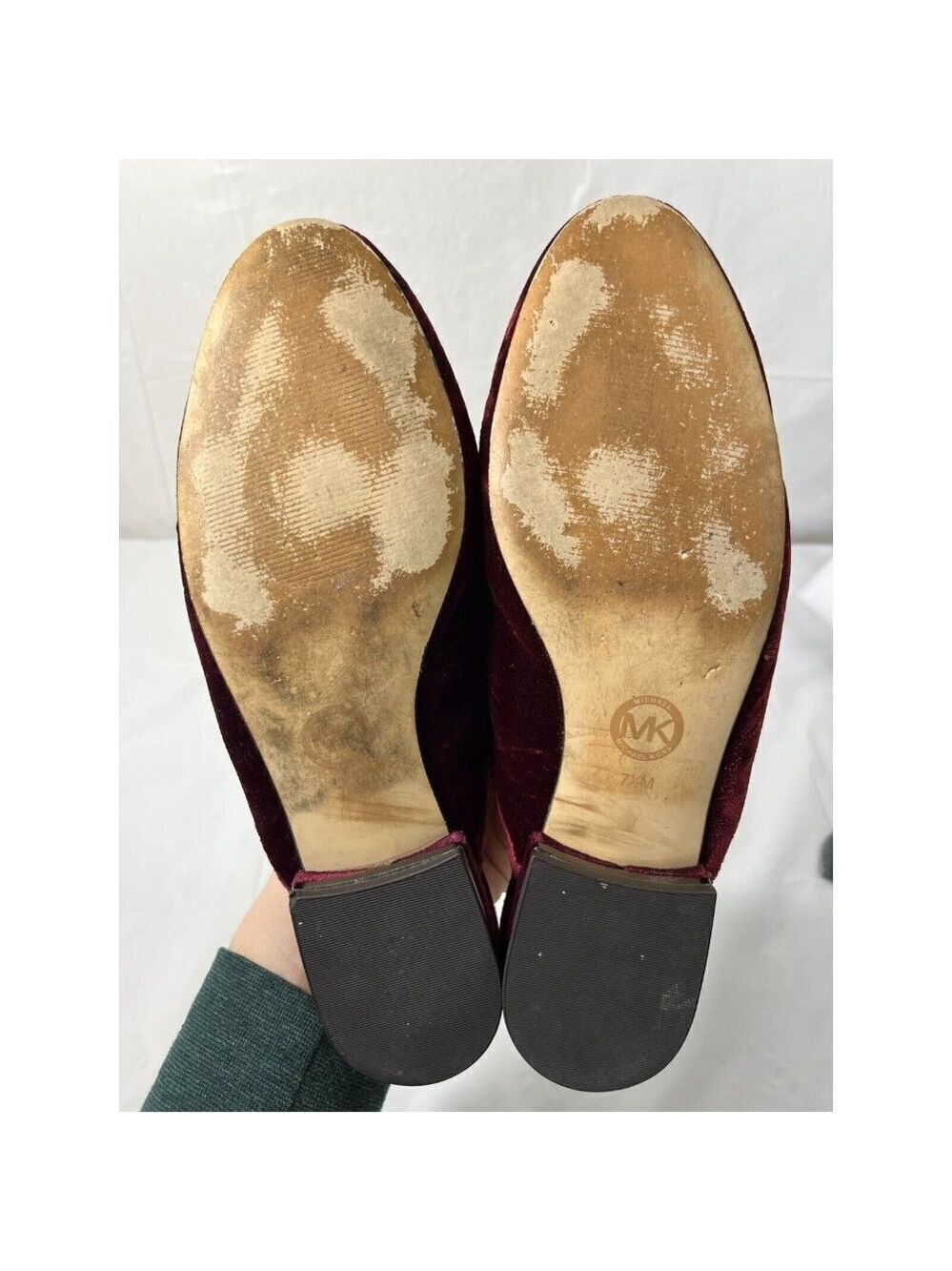 Michael Kors Womens 7.5 Shoes Edie Embellished Velvet Slide Slip-Ons Burgundy - Picture 6 of 14